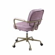 Scranton & Co Office Chair with Wooden Armrests in Pink Top Grain Leather
