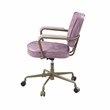 Scranton & Co Office Chair with Wooden Armrests in Pink Top Grain Leather