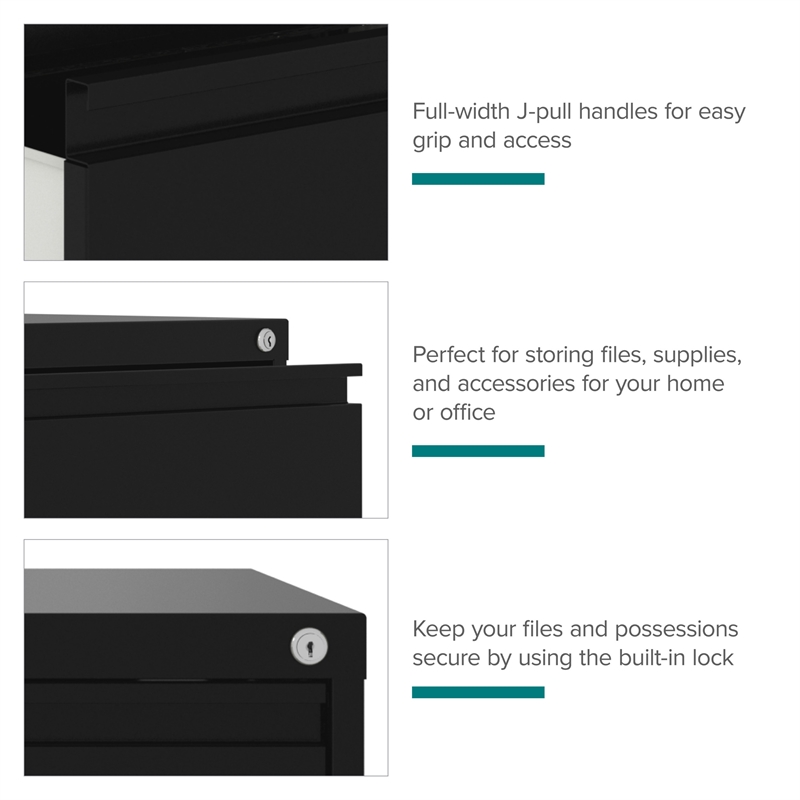 Scranton & Co Metal 2-Drawer Lateral File Cabinet in Black