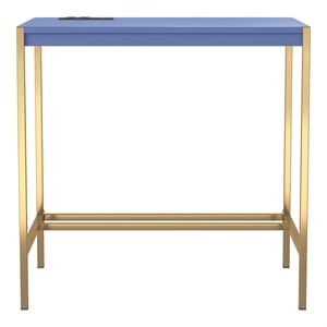 Scranton & Co Wood Writing Desk with USB Ports in Blue Finish