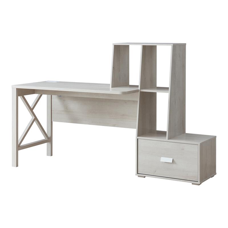 Scranton & Co Wood Desk with Multi-Storage in White Oak