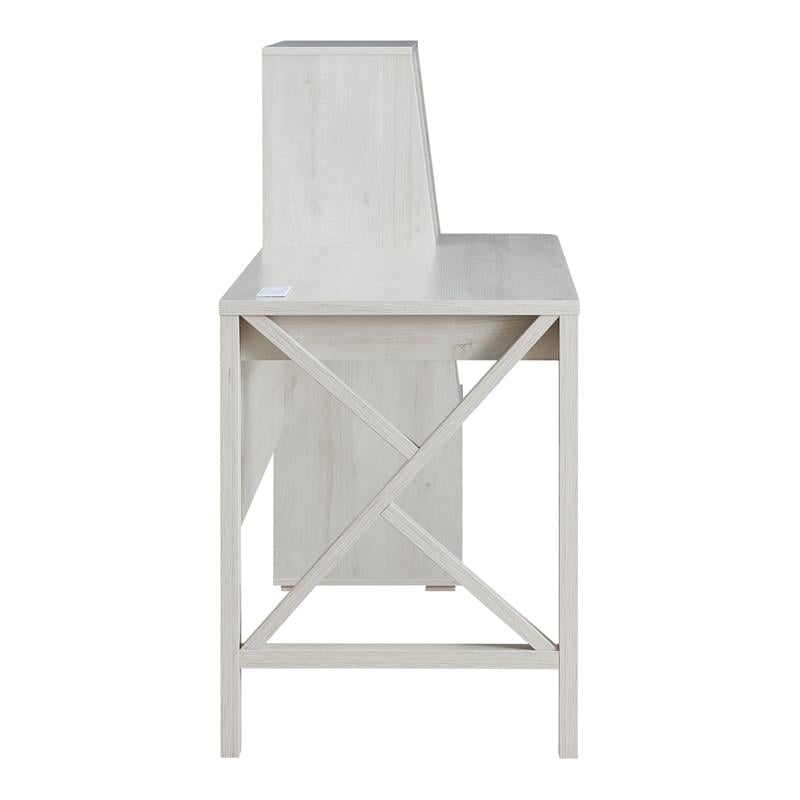 Scranton & Co Wood Desk with Multi-Storage in White Oak