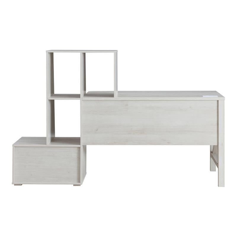 Scranton & Co Wood Desk with Multi-Storage in White Oak