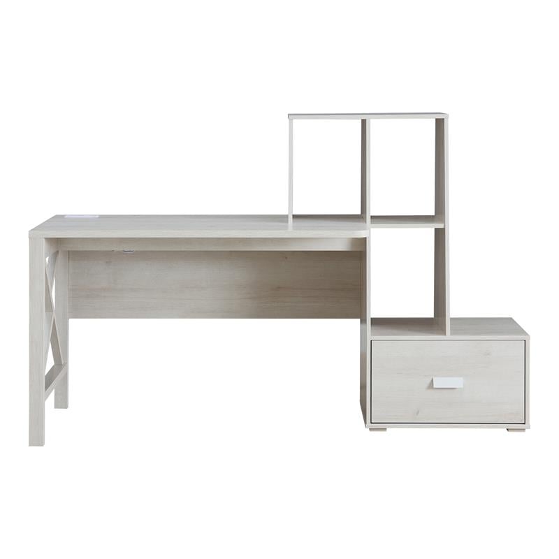 Scranton & Co Wood Desk with Multi-Storage in White Oak