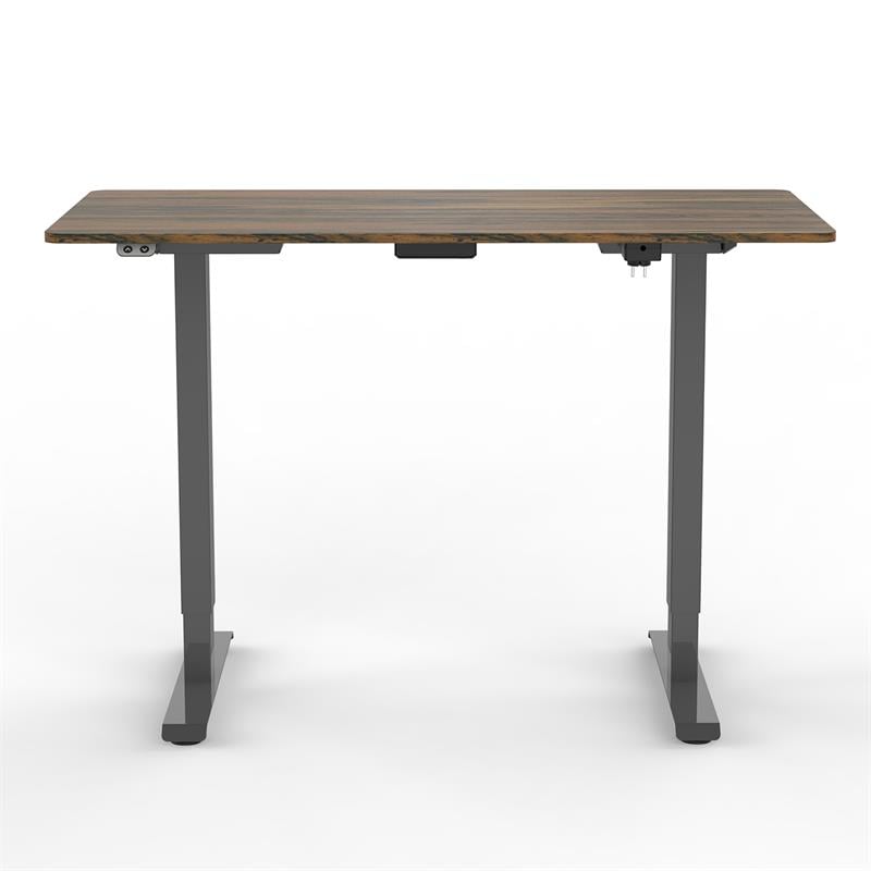 Scranton & Co Metal Height Adjustable Office Desk in Dark Brown and Black