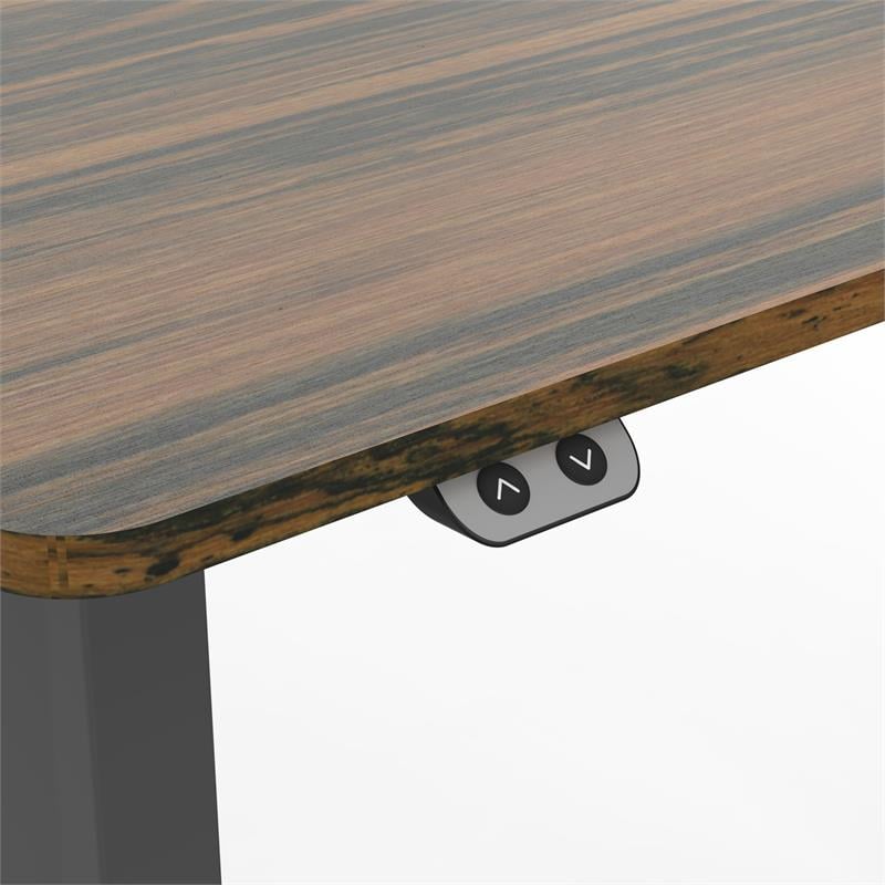 Scranton & Co Metal Height Adjustable Office Desk in Dark Brown and Black