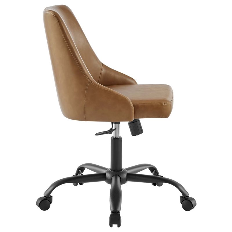 Scranton & Co Faux Leather Swivel Office Chair in Black and Tan
