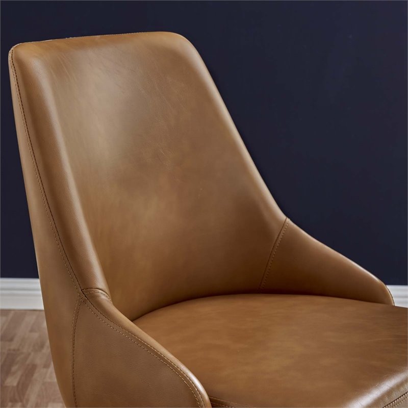 Scranton & Co Faux Leather Swivel Office Chair in Black and Tan