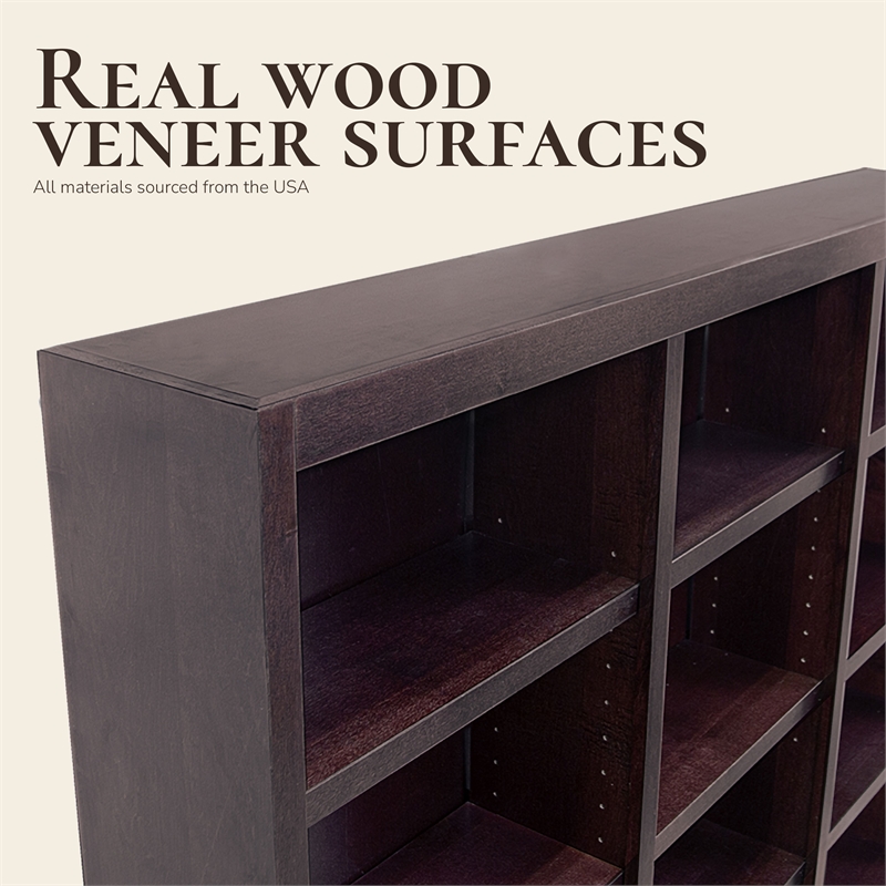 Scranton & Co 72 in Tall Triple Wide Bookcase in Espresso Finish