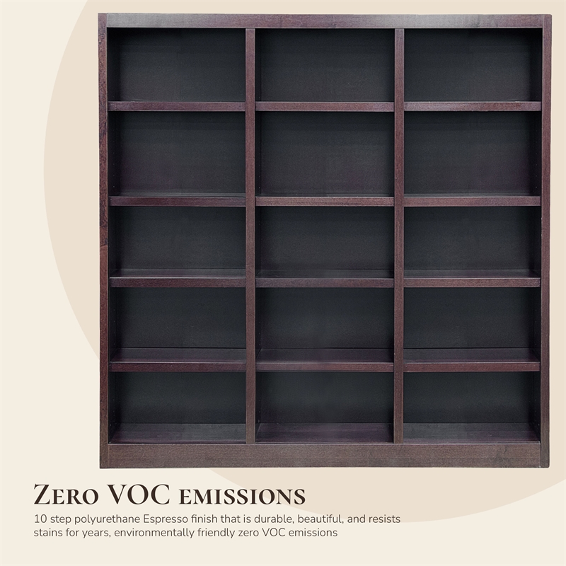 Scranton & Co 72 in Tall Triple Wide Bookcase in Espresso Finish