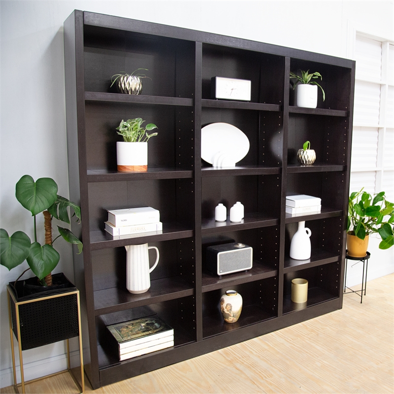 Scranton & Co 72 in Tall Triple Wide Bookcase in Espresso Finish