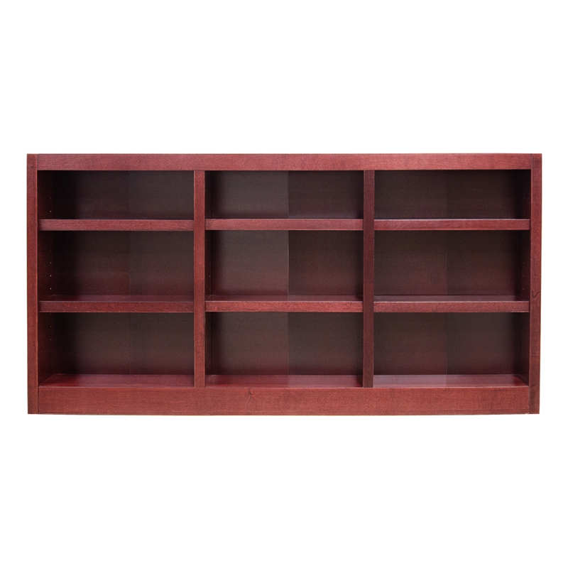 Scranton & Co 9-Shelf Triple Wide Wood Bookcase in Cherry Finish 36 x 72 in