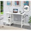 Scranton & Co Trestle Desk with Charging Station in White Engineered Wood