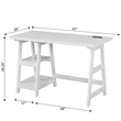 Scranton & Co Trestle Desk with Charging Station in White Engineered Wood