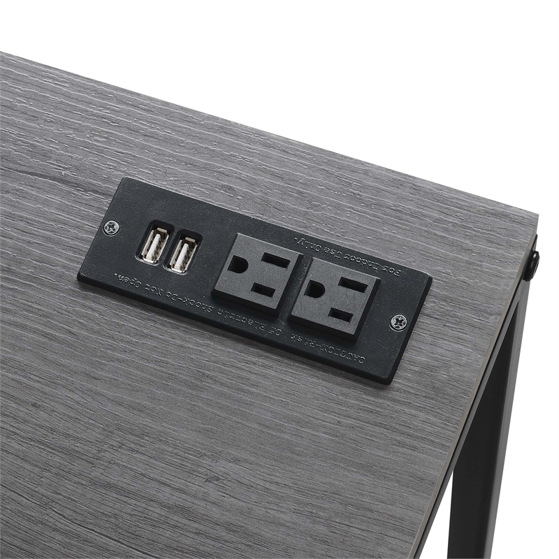 Scranton & Co Office Workstation with Charging Station in Charcoal Gray