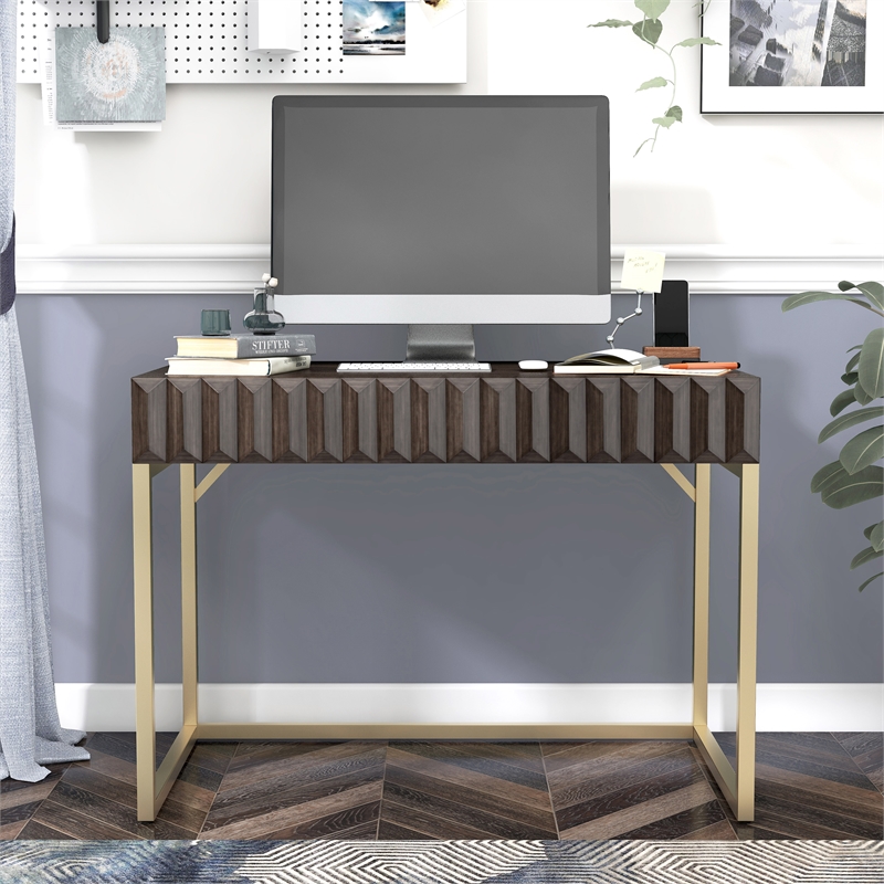 Scranton & Co Writing Desk with USB Port in Walnut Finish