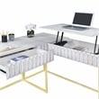 Scranton & Co 2-Piece L-Shaped Writing Desk Set in White Finish