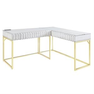 Scranton & Co 2-Piece L-Shaped Writing Desk Set in White Finish
