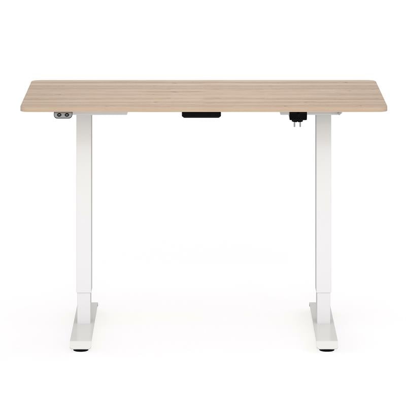 Scranton & Co Metal Height Adjustable Office Desk in Natural and White