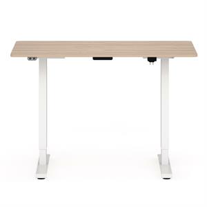 Scranton & Co Metal Height Adjustable Office Desk in Natural and White