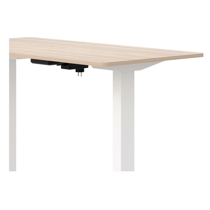 Scranton & Co Metal Height Adjustable Office Desk in Natural and White