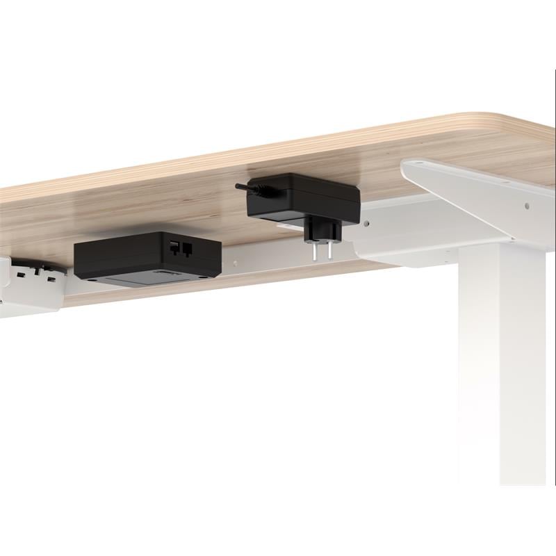 Scranton & Co Metal Height Adjustable Office Desk in Natural and White
