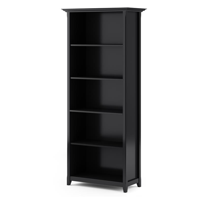 Scranton & Co Solid Wood 5-Shelf Bookcase in Black Finish