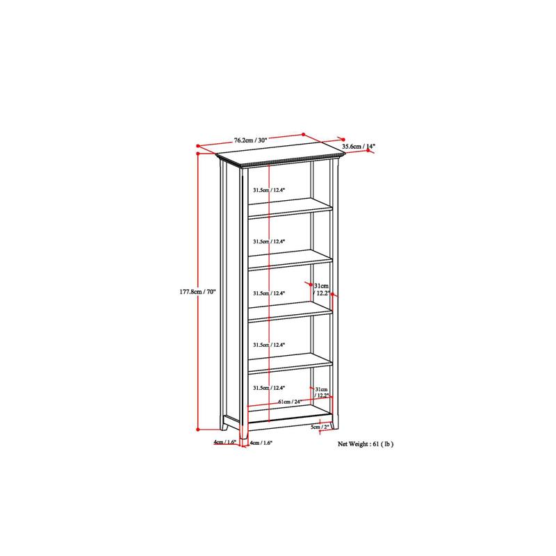 Scranton & Co Solid Wood 5-Shelf Bookcase in Black Finish
