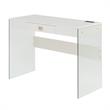 Scranton & Co 42-Inch Glass Desk with Charging Station in White Finish