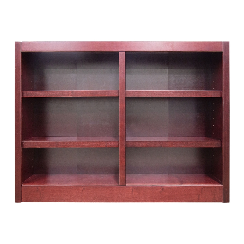 Scranton & Co 6-Shelf Double Wide Wood Bookcase in Cherry Finish