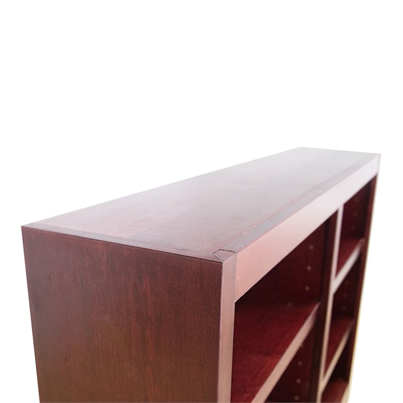 Scranton & Co 6-Shelf Double Wide Wood Bookcase in Cherry Finish