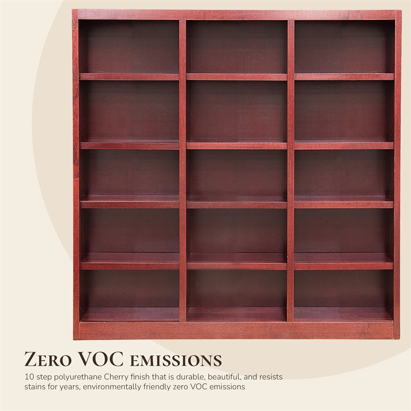 Scranton & Co 15-Shelf Triple Wide Bookcase Wood Veneer Cherry 72