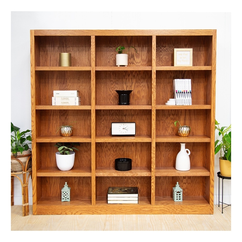 Scranton & Co 15-Shelf Triple Wide Bookcase Wood Veneer Oak 72
