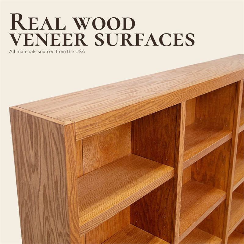 Scranton & Co 15-Shelf Triple Wide Bookcase Wood Veneer Oak 72