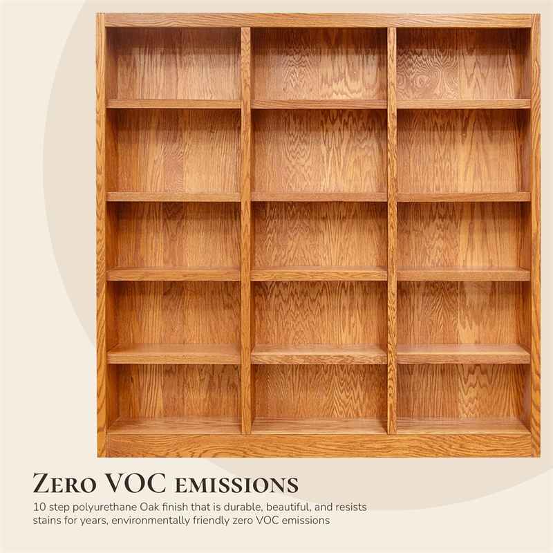 Scranton & Co 15-Shelf Triple Wide Bookcase Wood Veneer Oak 72