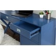 Scranton & Co Navy Blue Wood Desk with 4 Drawers and Silver Hardware