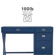 Scranton & Co Navy Blue Wood Desk with 4 Drawers and Silver Hardware