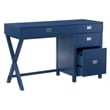 Scranton & Co Navy Blue Wood Desk with 4 Drawers and Silver Hardware