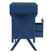 Scranton & Co Navy Blue Wood Desk with 4 Drawers and Silver Hardware