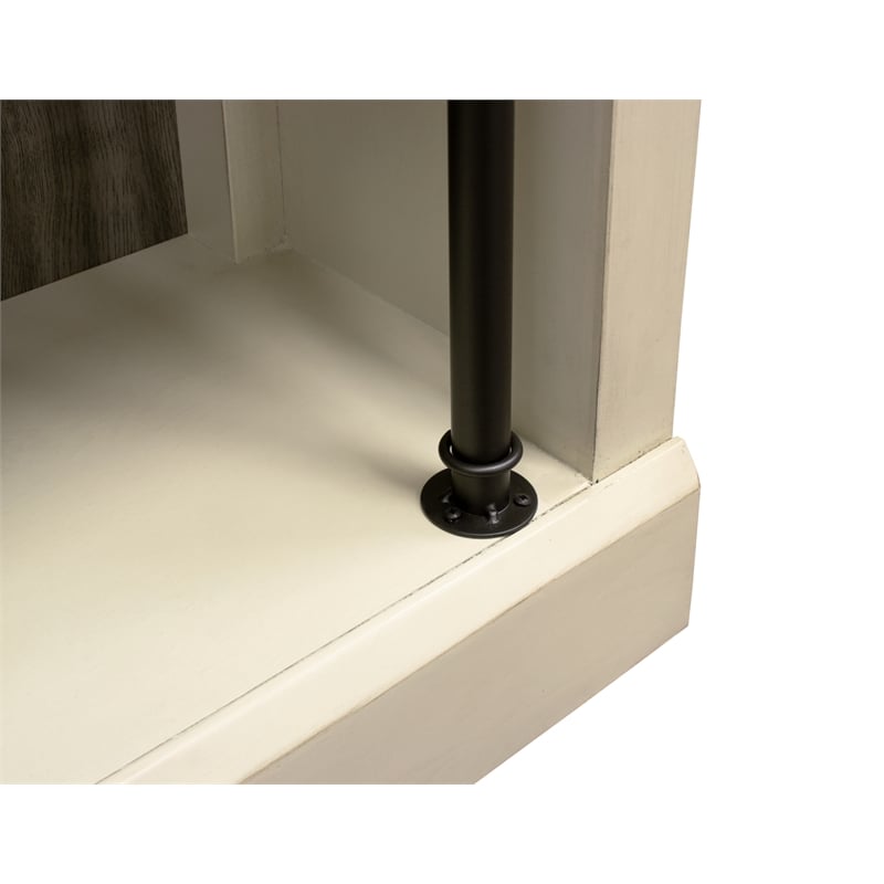 Scranton & Co 8' Tall Wooden Bookcase Wall with Ladder in White Finish