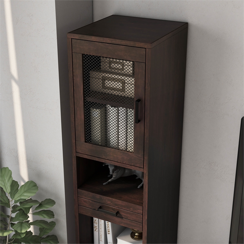 Scranton & Co Multimedia Storage Tower Cabinet in Vintage Walnut Finish