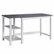 Scranton & Co Modern Wood Desk with Shelves in White Oak