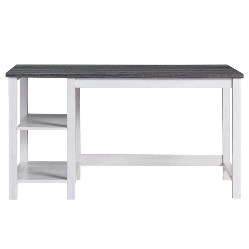 Scranton & Co Modern Wood Desk with Shelves in White Oak