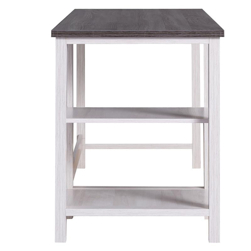 Scranton & Co Modern Wood Desk with Shelves in White Oak