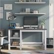 Scranton & Co Modern Wood Desk with Shelves in White Oak