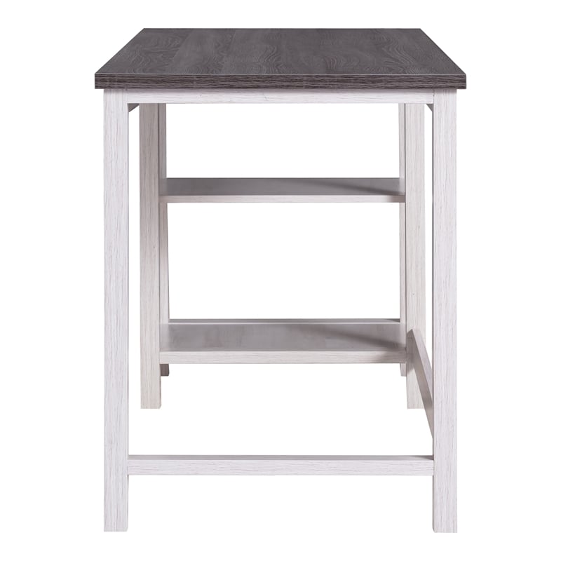 Scranton & Co Modern Wood Desk with Shelves in White Oak
