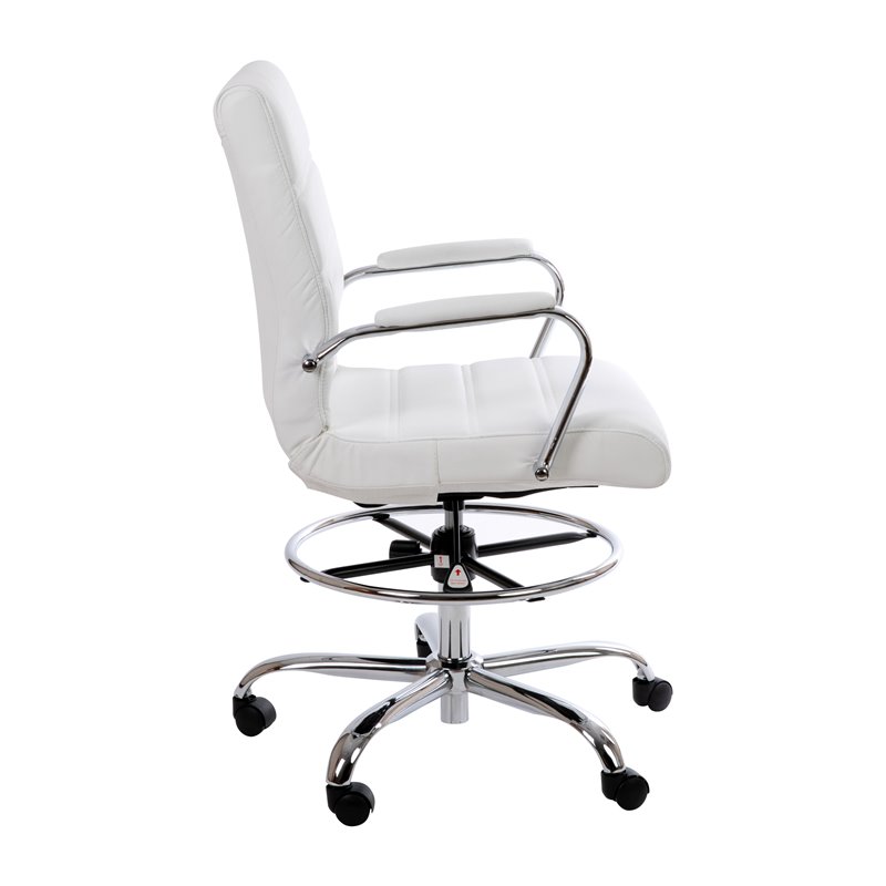 Scranton & Co Mid-Back Adjustable Metal Drafting Chair in White