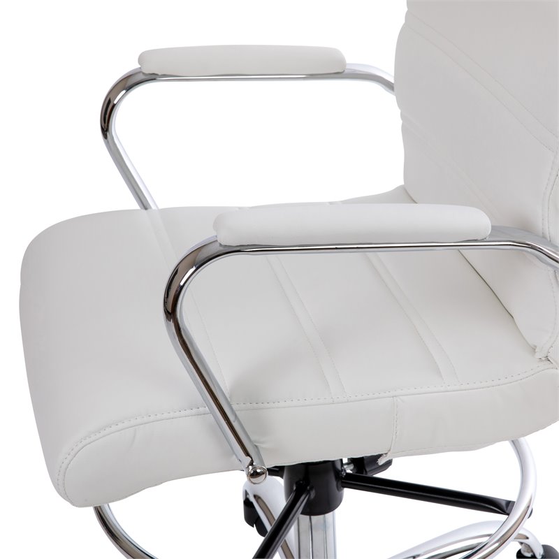 Scranton & Co Mid-Back Adjustable Metal Drafting Chair in White