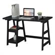 Scranton & Co Trestle Desk with Charging Station Engineered Wood Black