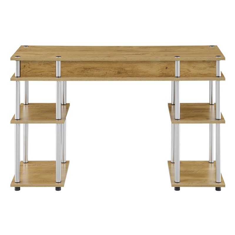 Scranton & Co No-Tools Student Desk with Shelves in Light Oak